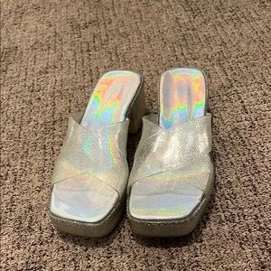 Jeffrey Campbell Silver Holographic Mules